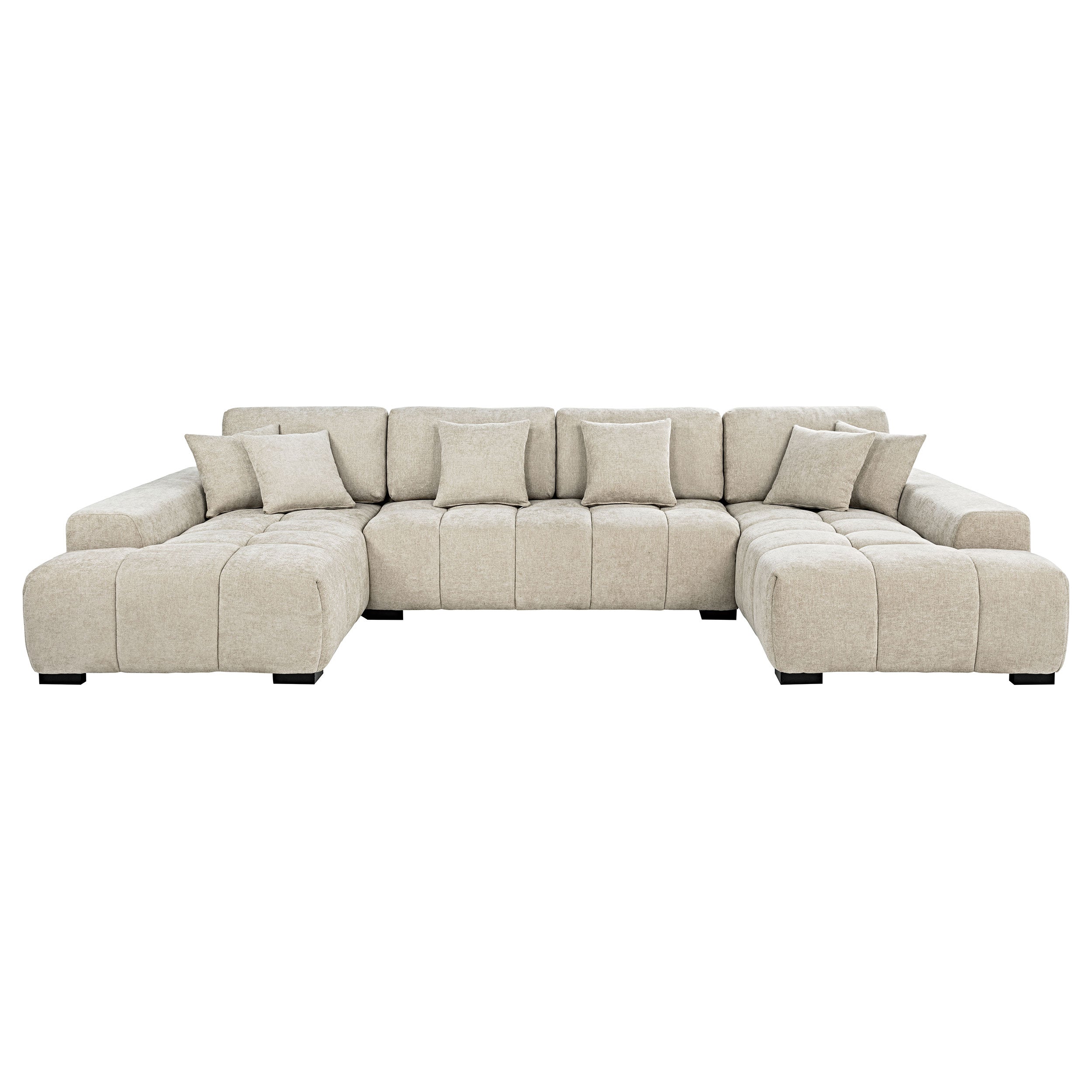 Best Furniture Outlet - Coaster - Cannella U-Shaped Double Chaise Upholstered Sectional Sofa Beige - 500350