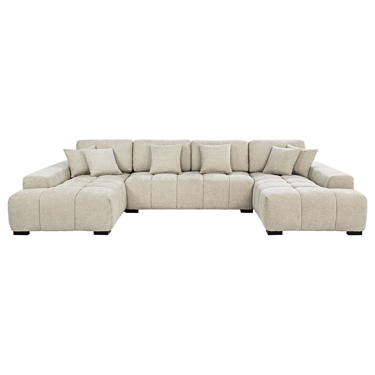 Best Furniture Outlet - Coaster - Cannella U-Shaped Double Chaise Upholstered Sectional Sofa Beige - 500350