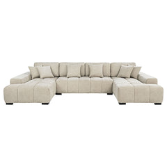 Best Furniture Outlet - Coaster - Cannella U-Shaped Double Chaise Upholstered Sectional Sofa Beige - 500350