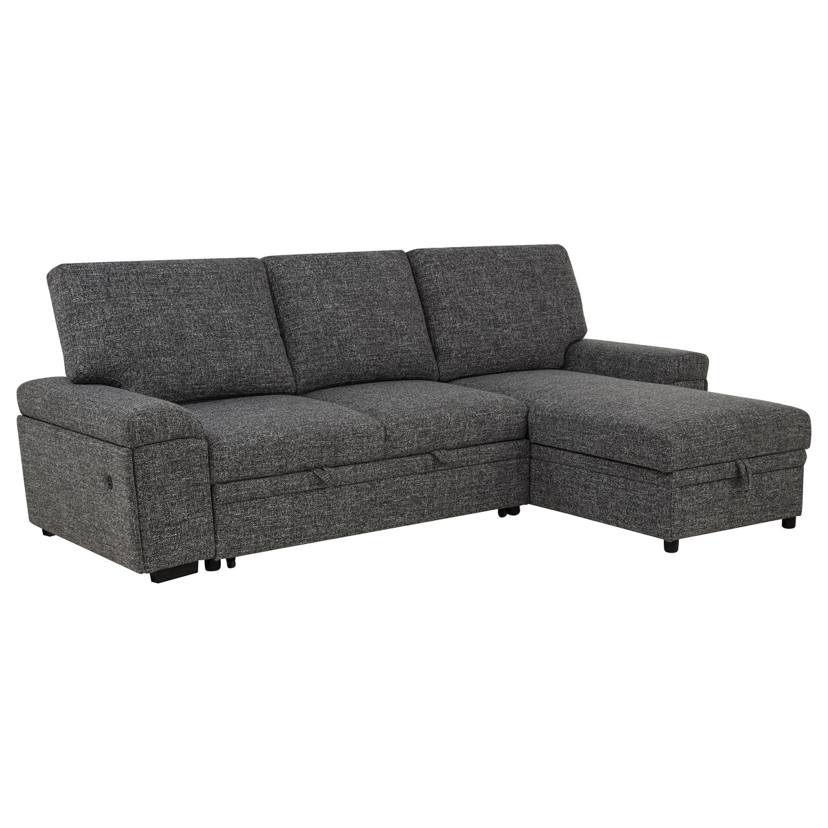 Best Furniture Outlet - Coaster - Demko Sleeper Sectional Sofa with Speaker and Storage Chaise Granite - 500355