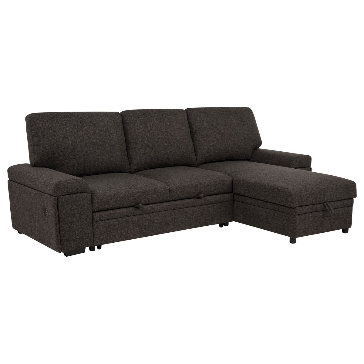 Best Furniture Outlet - Coaster - Demko Sleeper Sectional Sofa with Speaker and Storage Chaise Brown - 500356