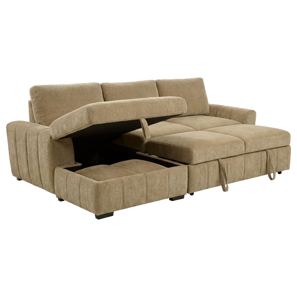 Best Furniture Outlet - Coaster - Pastrana Upholstered Sleeper Sectional Sofa LAF Chaise Camel - 500358