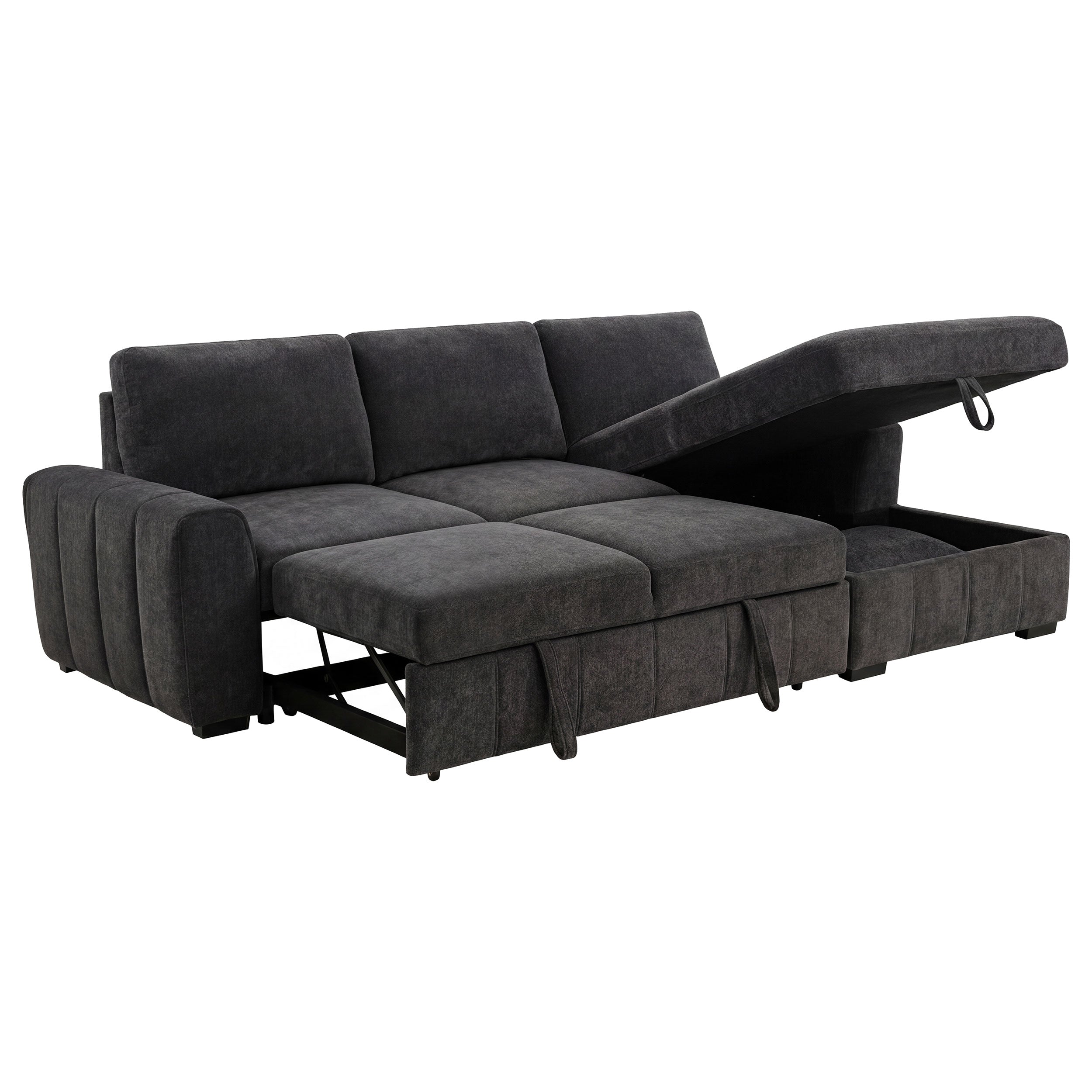 Best Furniture Outlet - Coaster - Pastrana Upholstered Sleeper Sectional Sofa RAF Chaise Grey - 500359