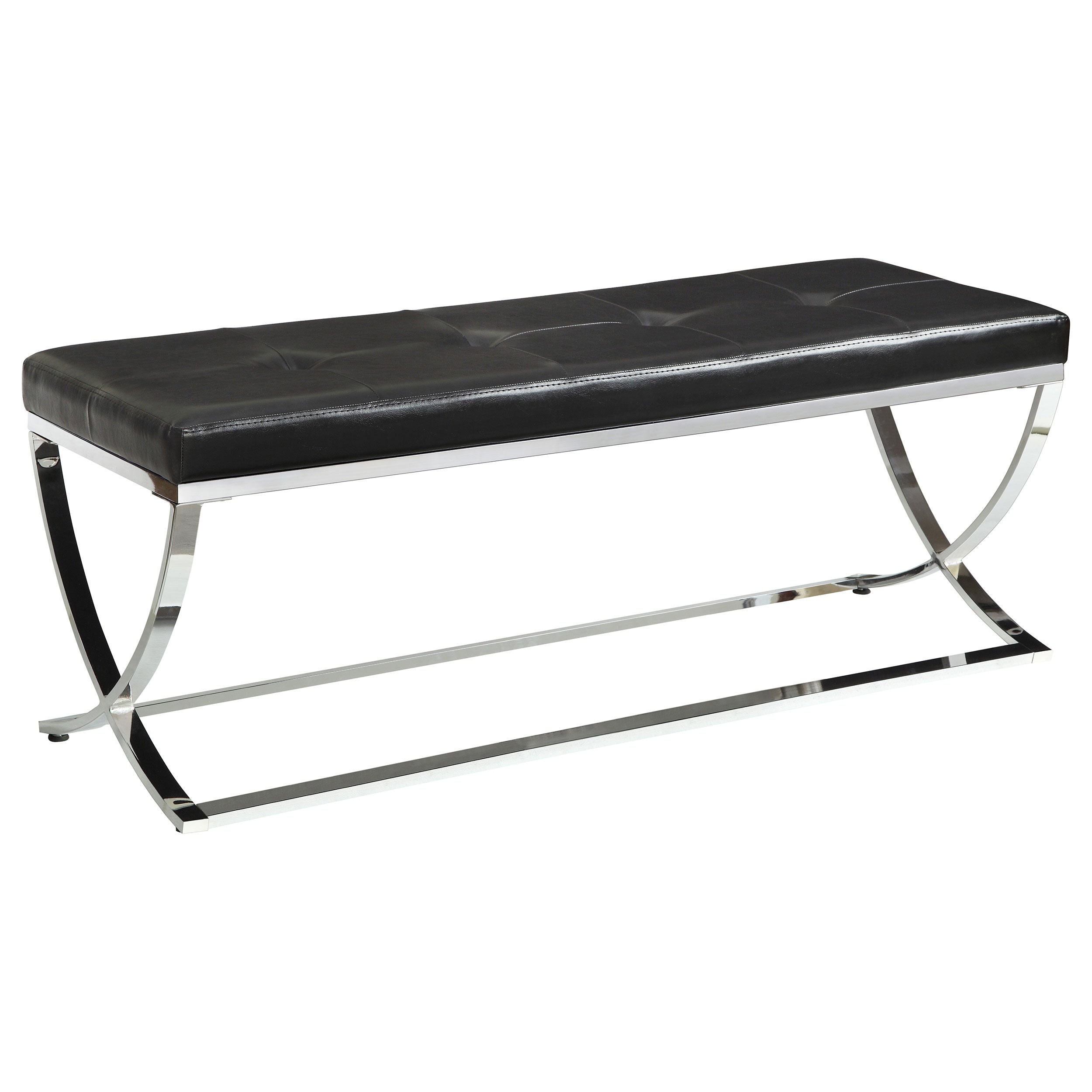 Best Furniture Outlet - Coaster - Walton Leatherette Upholstered Tufted Accent Bench Black - 501156