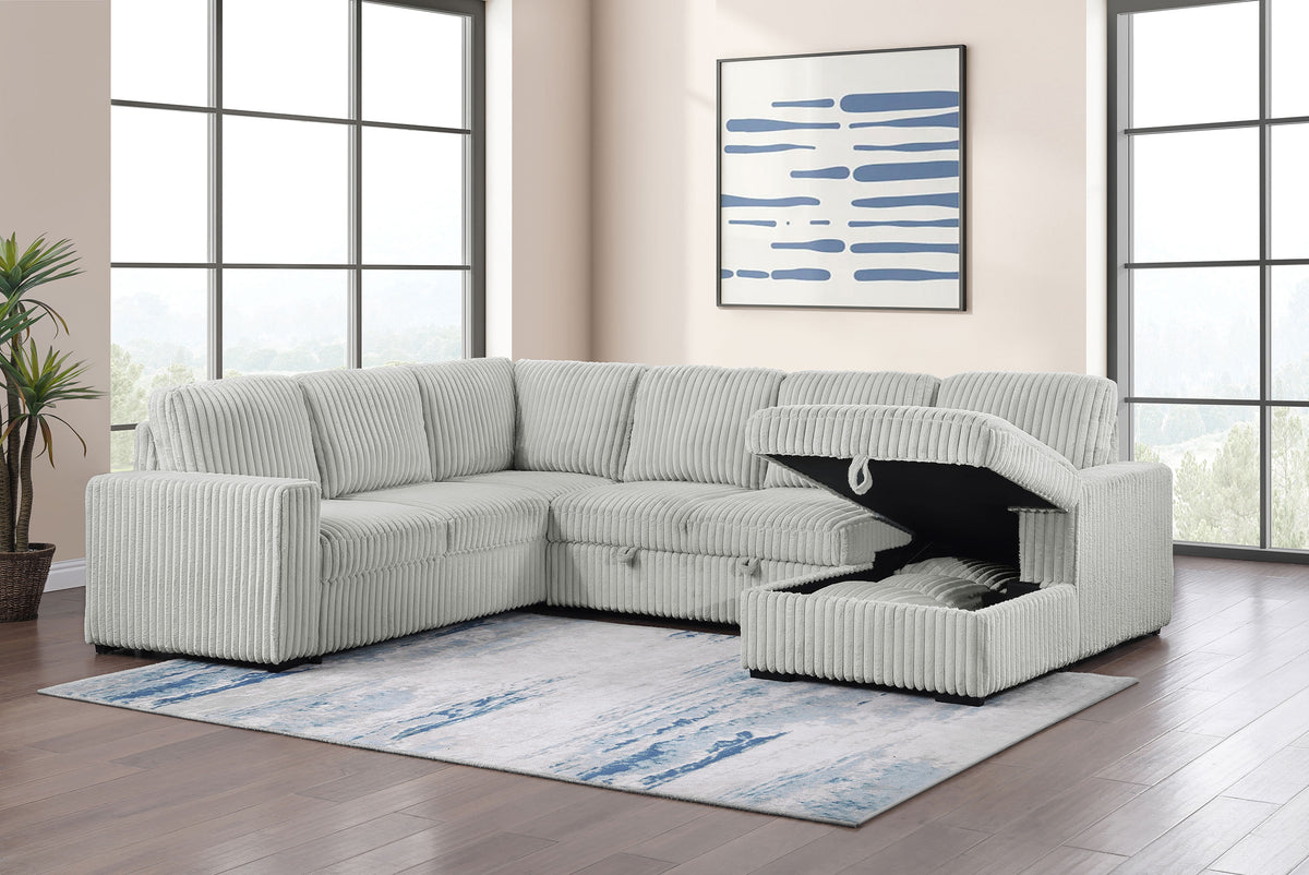 Best Furniture Outlet - Coaster - Devonshire Sleeper Sectional Sofa Storage Chaise Grey - 501208