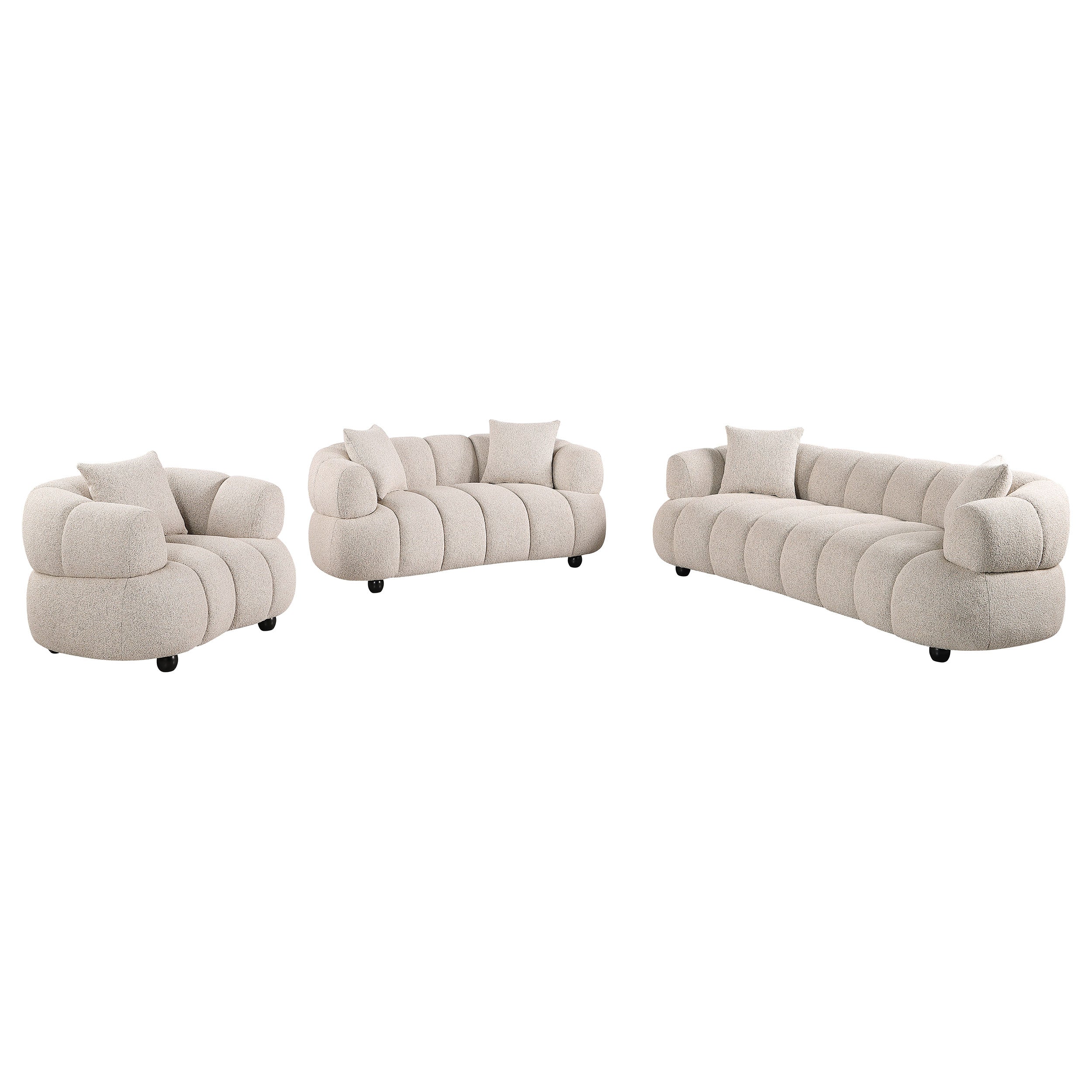 Best Furniture Outlet - Coaster - Whitney Contemporary Channel Tufted Woven Fabric Upholstered Sofa Set - 503721-S3