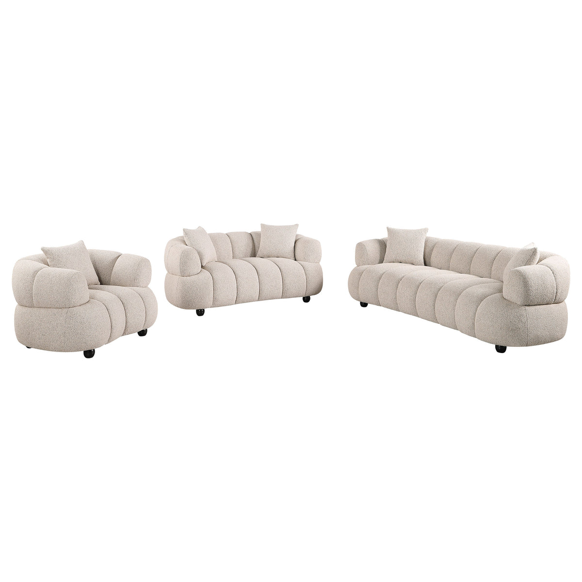 Best Furniture Outlet - Coaster - Whitney Contemporary Channel Tufted Woven Fabric Upholstered Sofa Set - 503721-S3