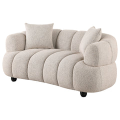 Whitney Contemporary Channel Tufted Woven Fabric Upholstered Loveseat