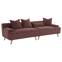 Best Furniture Outlet - Coaster - Elizabeth Corduroy Upholstered Extra Long Sofa Wine Red - 503957