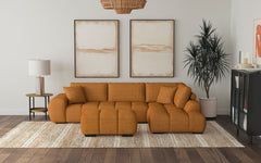 Best Furniture Outlet - Coaster - Camacho Upholstered Sectional Sofa with Ottoman Set Orange - 503975-SET