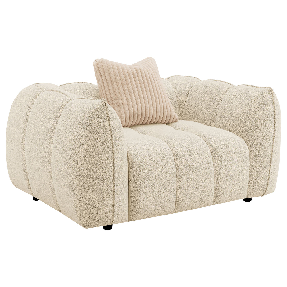Best Furniture Outlet - Coaster - Winchester Boucle Upholstered Chair and a Half Sand Pebble - 503999