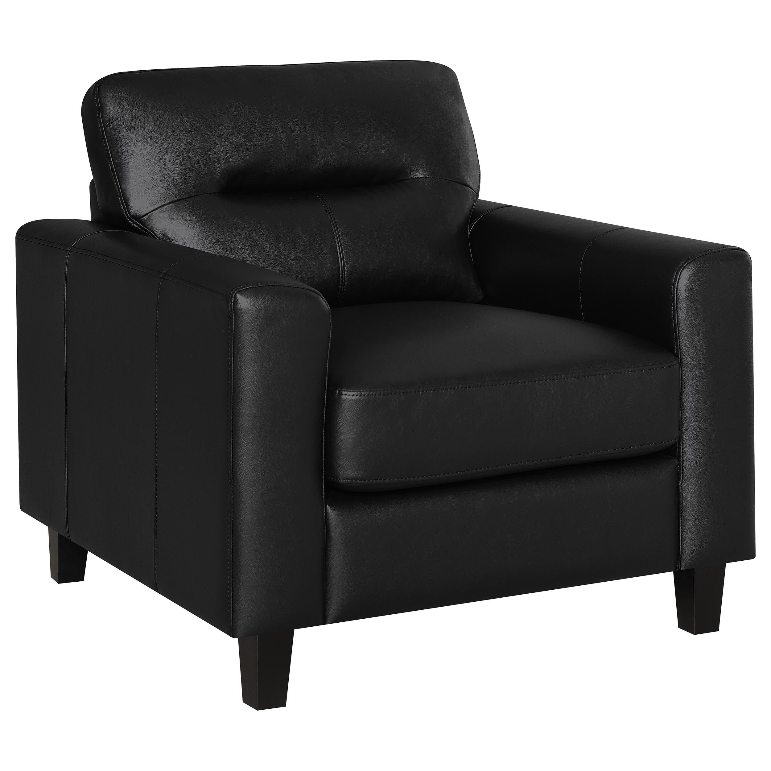 Best Furniture Outlet - Coaster - Scotland Faux Leather Upholstered Track Arm Chair Black - 504666