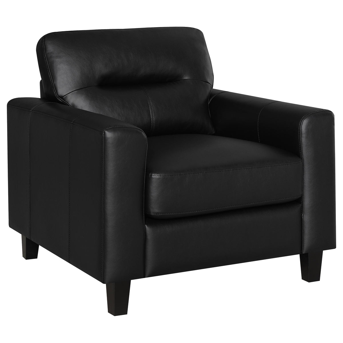 Best Furniture Outlet - Coaster - Scotland Faux Leather Upholstered Track Arm Chair Black - 504666
