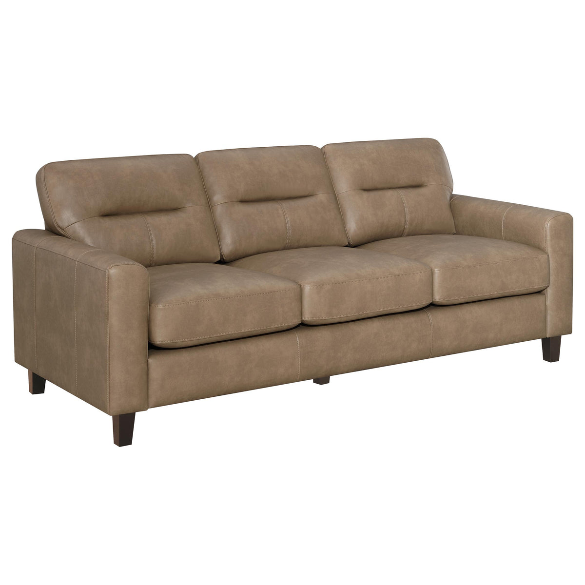 Best Furniture Outlet - Coaster - Scotland Faux Leather Upholstered Track Arm Sofa Brown - 504667