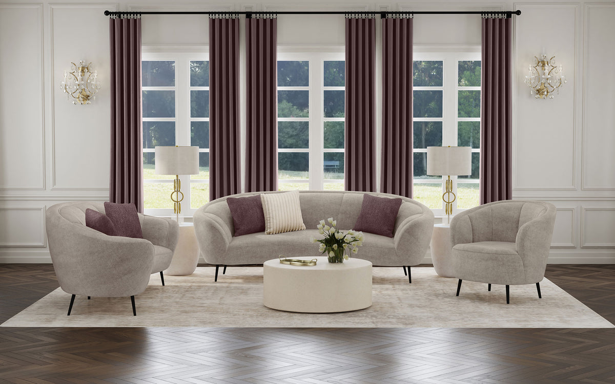 Best Furniture Outlet - Coaster - Ellorie 3-piece Upholstered Curved Sofa Set Beige - 504837-S3