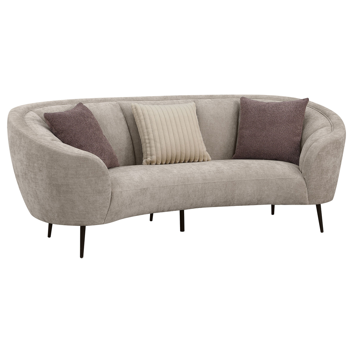 Best Furniture Outlet - Coaster - Ellorie Upholstered Channel Back Curved Sofa Beige - 504837