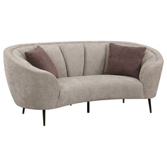 Best Furniture Outlet - Coaster - Ellorie Upholstered Channel Back Curved Loveseat Beige - 504838