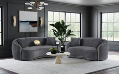 Best Furniture Outlet - Coaster - Brookside 2-piece Velvet Upholstered Sofa Set Dark Grey - 504844-S2