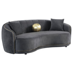 Best Furniture Outlet - Coaster - Brookside Velvet Upholstered Curved Sofa Dark Grey - 504844