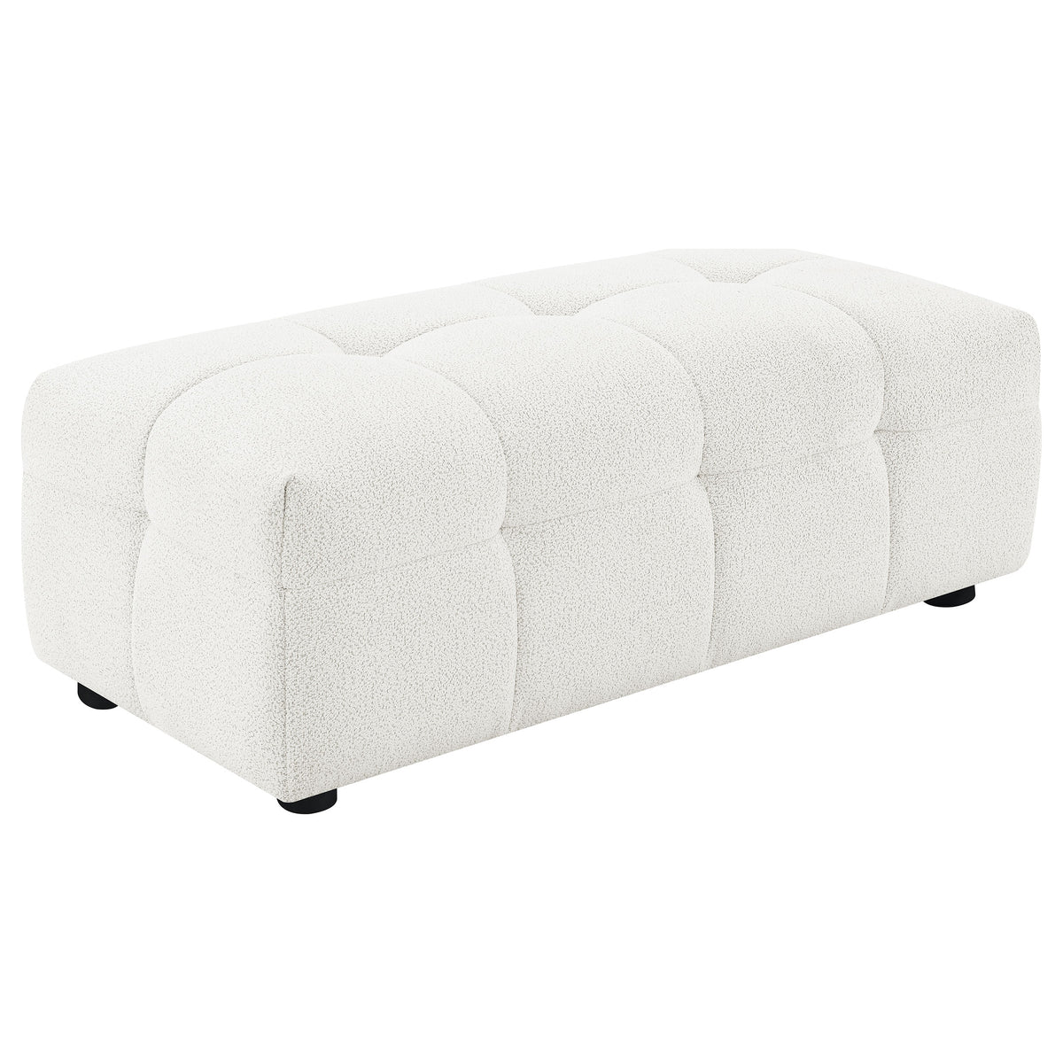 Best Furniture Outlet - Coaster - Everly Boucle Upholstered Rectangular Ottoman Off White - 504854