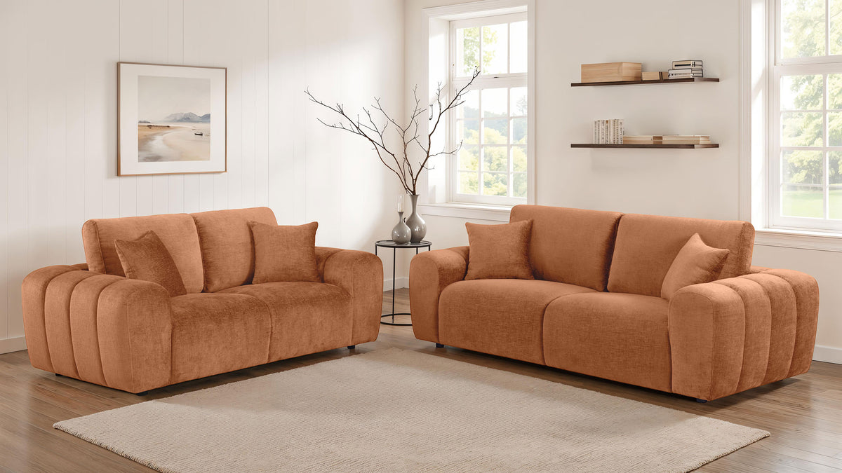 Best Furniture Outlet - Coaster - Burnett 2-piece Chenille Upholstered Sofa Set Burnt Orange - 504951-S2