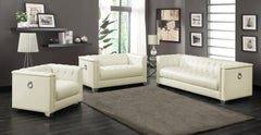 Best Furniture Outlet - Coaster - Chaviano 3-piece Upholstered Track Arm Sofa Set Pearl White - 505391-S3