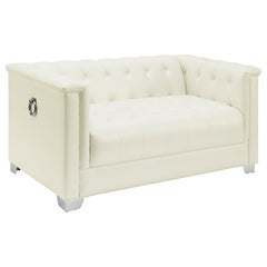 Best Furniture Outlet - Coaster - Chaviano Upholstered Track Arm Loveseat Pearl White - 505392