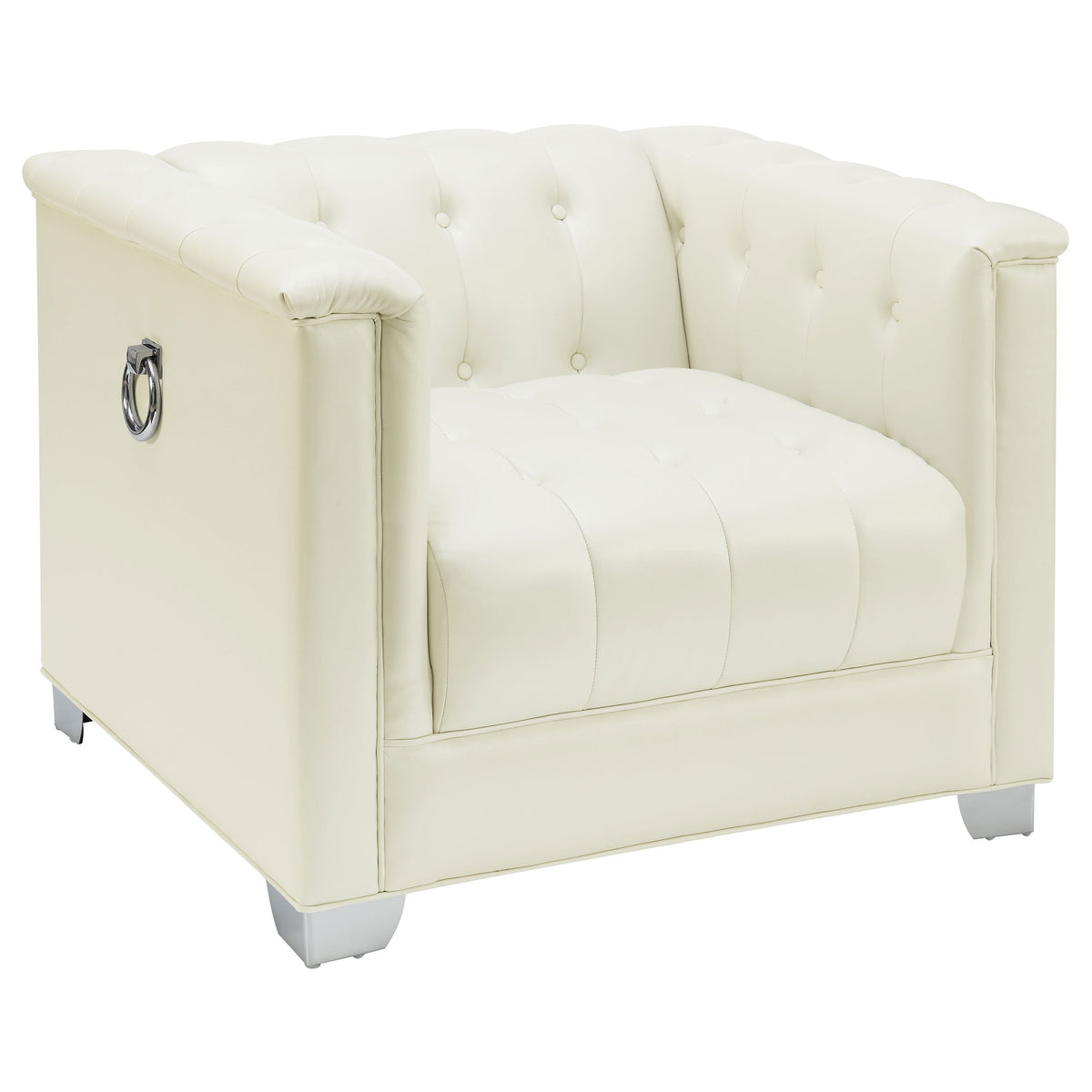 Best Furniture Outlet - Coaster - Chaviano Upholstered Track Arm Accent Chair Pearl White - 505393