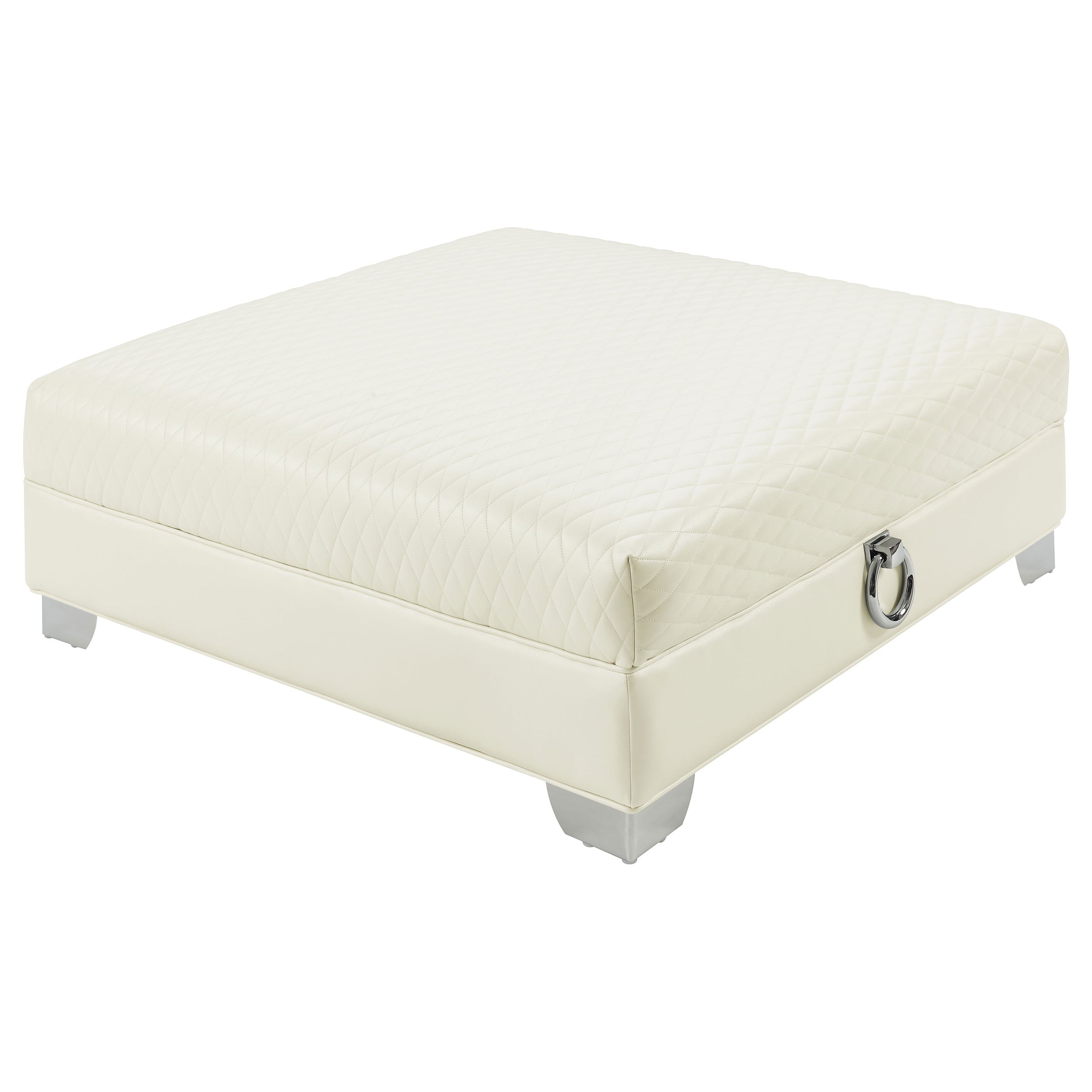 Best Furniture Outlet - Coaster - Chaviano Square Upholstered Ottoman Pearl White - 505394