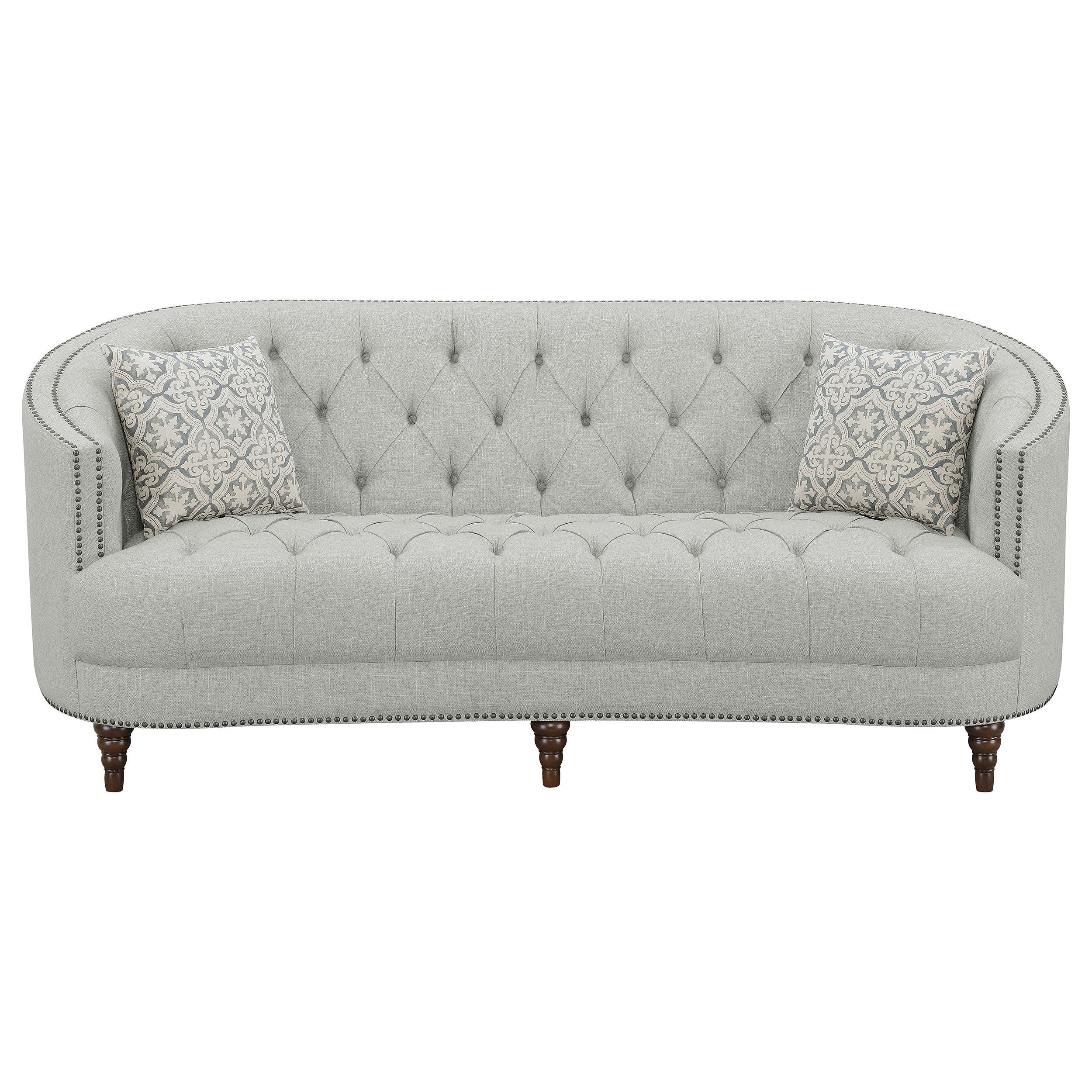Avonlea 2-piece Upholstered Sloped Arm Sofa Set Grey Fabric