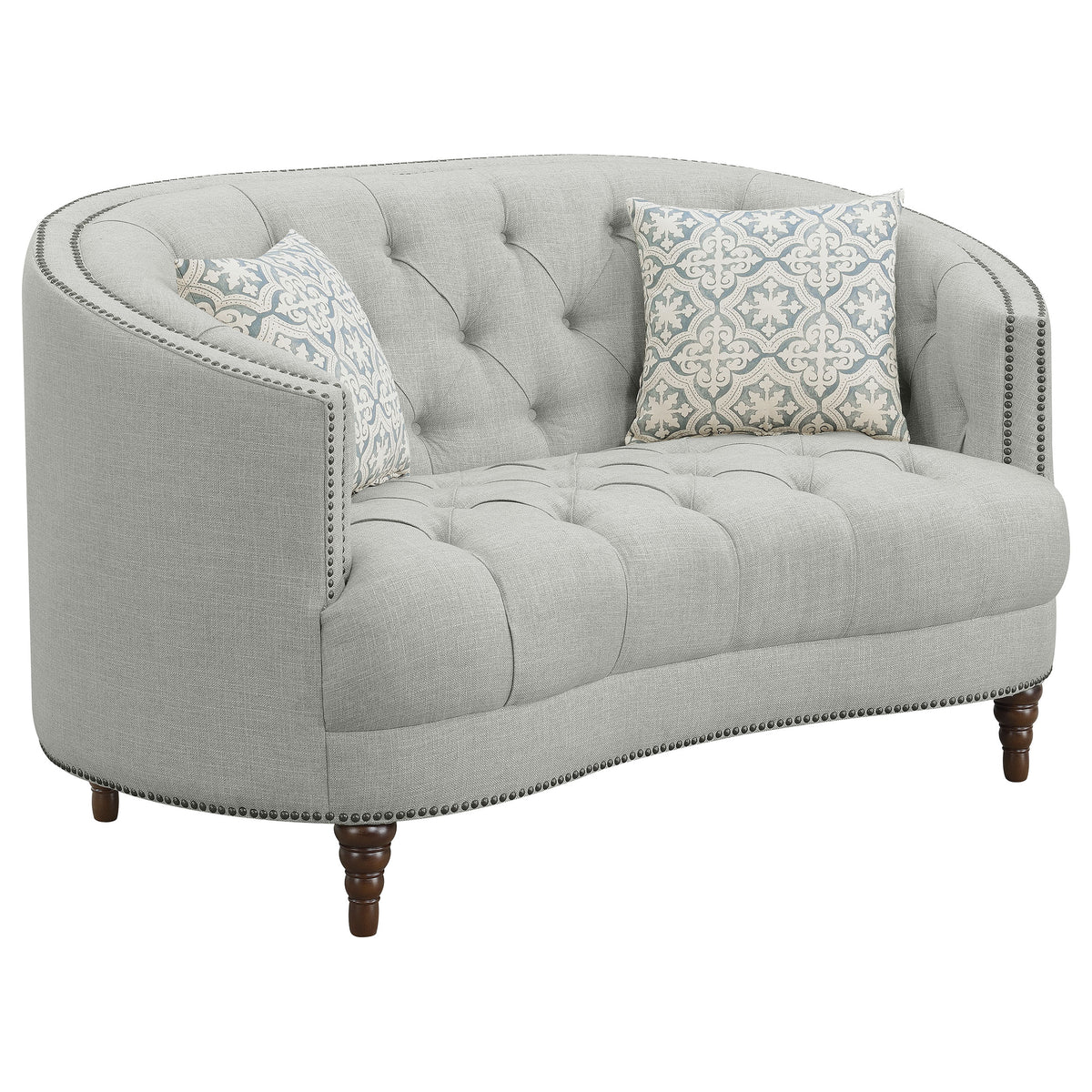 Best Furniture Outlet - Coaster - Avonlea Upholstered Sloped Arm Loveseat Grey Fabric - 505642