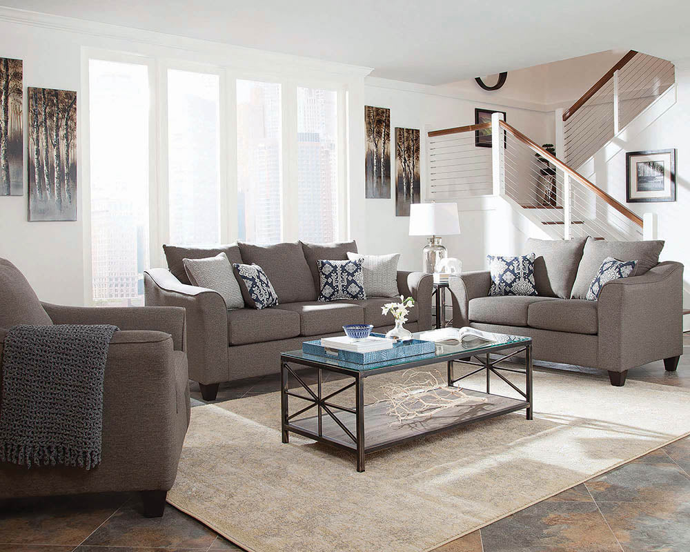Best Furniture Outlet - Coaster - Salizar 3-piece Upholstered Flared Arm Sofa Set Grey - 506021-S3