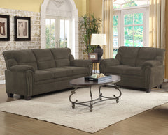 Best Furniture Outlet - Coaster - Clementine 2-piece Upholstered Padded Arm Sofa Set Brown - 506571-S2