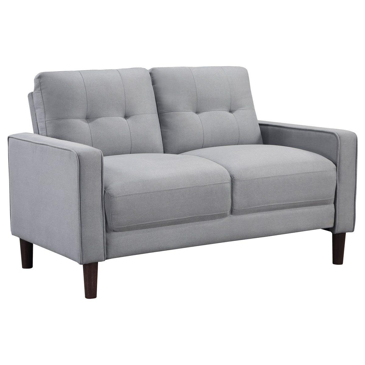 Best Furniture Outlet - Coaster - Bowen Upholstered Track Arm Tufted Loveseat Grey - 506782