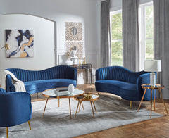 Best Furniture Outlet - Coaster - Sophia 3-piece Upholstered Channel Tufted Sofa Set Blue - 506861-S3
