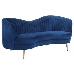 Best Furniture Outlet - Coaster - Sophia Upholstered Channel Tufted Loveseat Blue - 506862