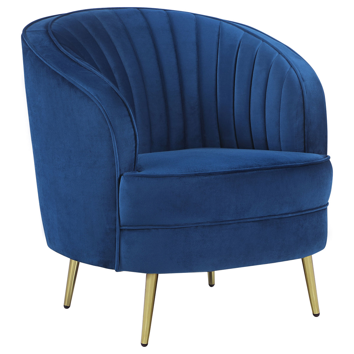 Best Furniture Outlet - Coaster - Sophia Upholstered Channel Tufted Barrel Accent Chair Blue - 506863