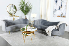 Best Furniture Outlet - Coaster - Sophia 2-piece Upholstered Channel Tufted Sofa Set Grey - 506864-S2