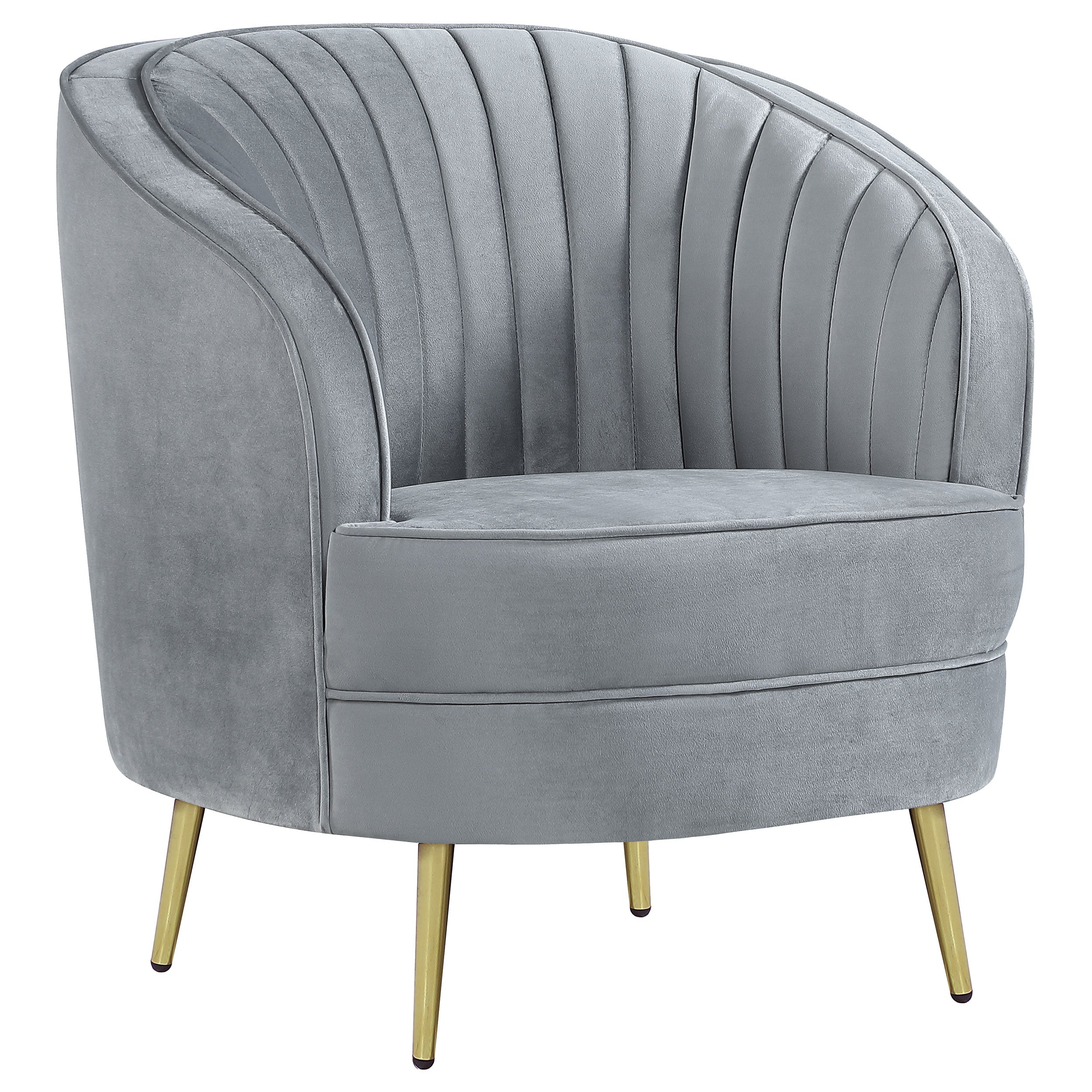 Best Furniture Outlet - Coaster - Sophia Upholstered Channel Tufted Barrel Accent Chair Grey - 506866