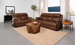 Best Furniture Outlet - Coaster - Ellington 2-piece Upholstered Padded Arm Sofa Set Dark Brown - 508281-S2