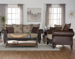 Best Furniture Outlet - Coaster - Elmbrook 2-piece Upholstered Rolled Arm Sofa Set Brown - 508571-S2
