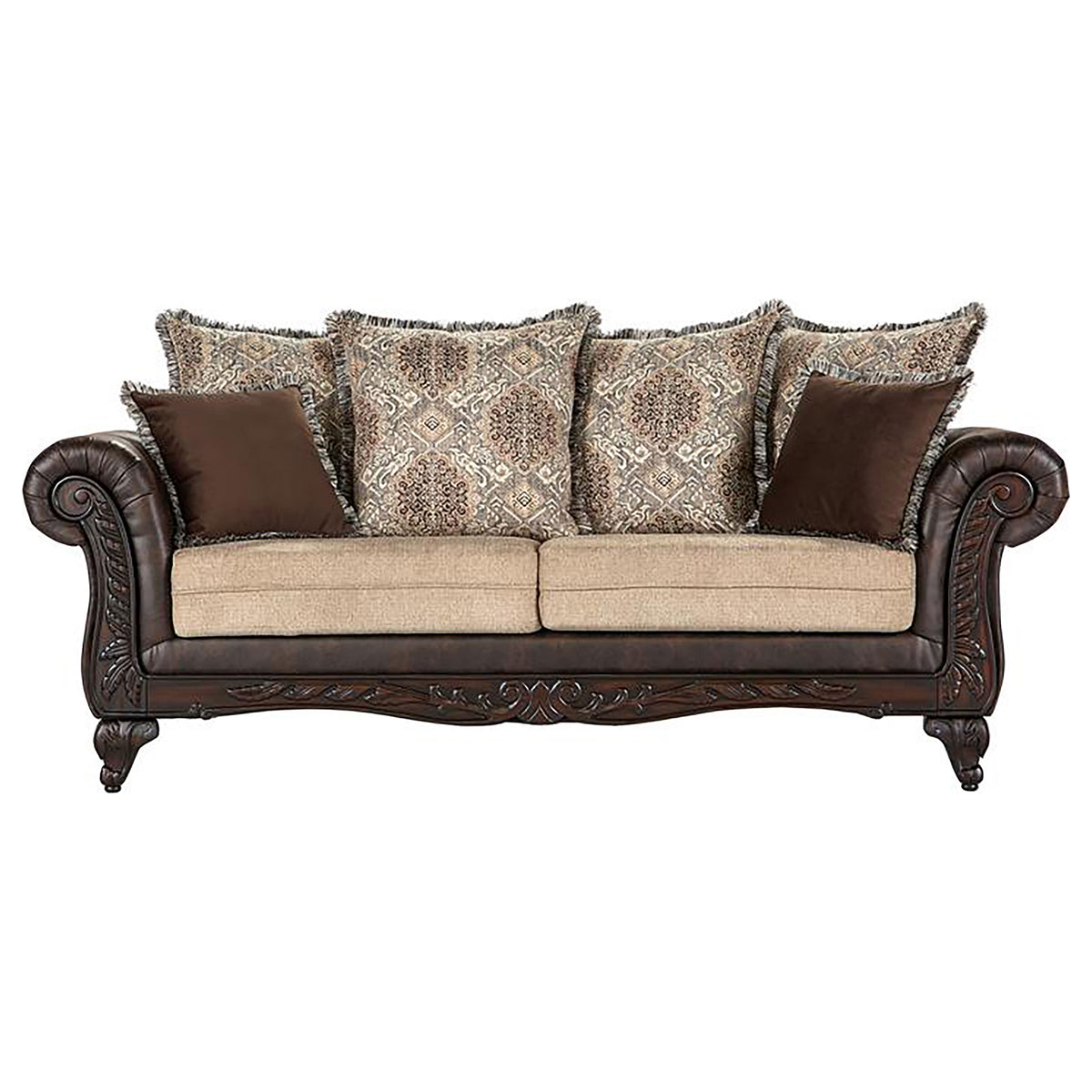 Best Furniture Outlet - Coaster - Elmbrook Upholstered Rolled Arm Sofa Brown - 508571