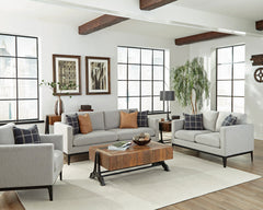 Best Furniture Outlet - Coaster - Apperson 3-piece Upholstered Track Arm Sofa Set Light Grey - 508681-S3