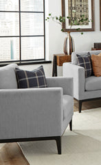 Apperson Upholstered Track Arm Accent Chair Light Grey