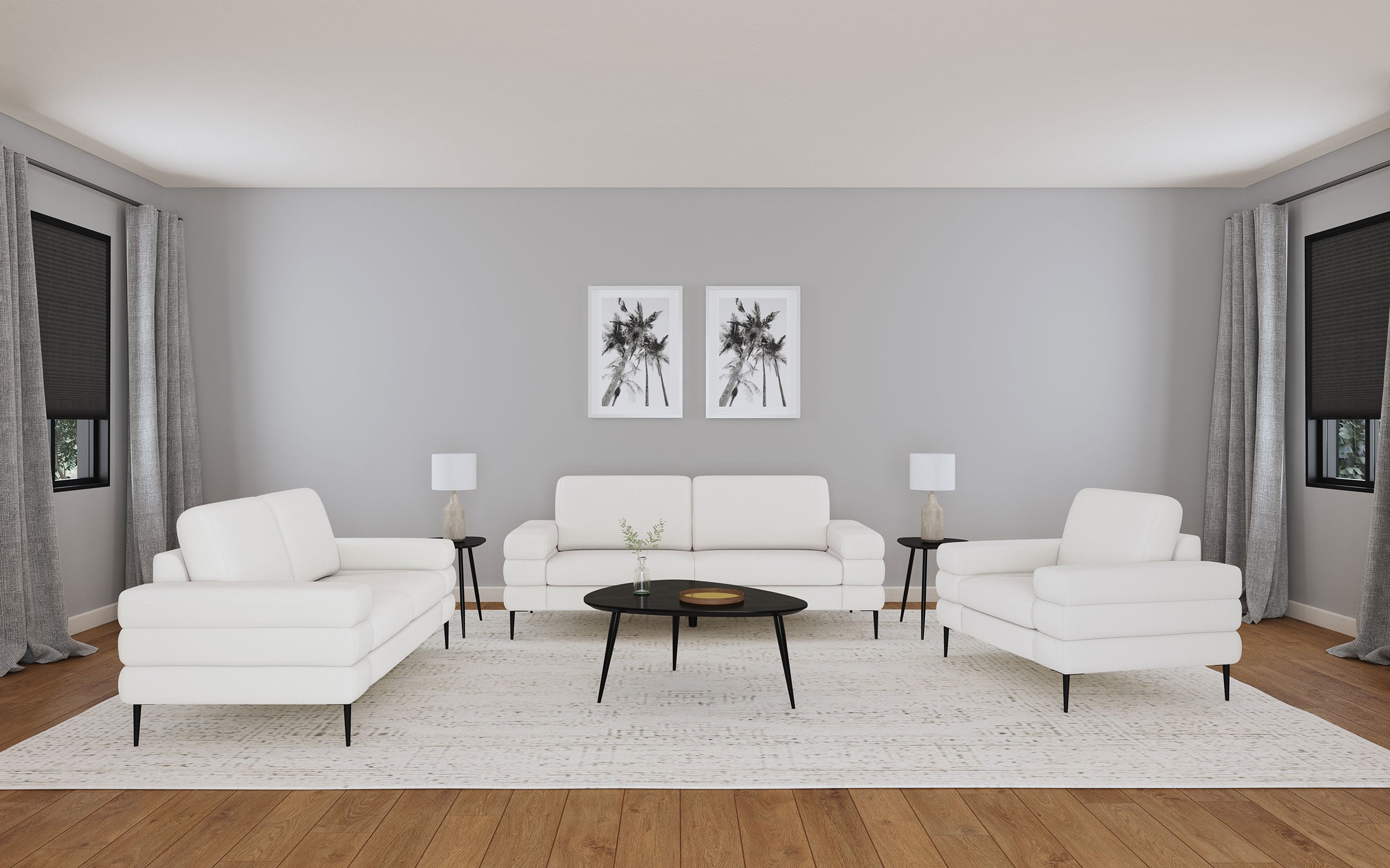 Best Furniture Outlet - Coaster - Jessel 3-piece Chenille Upholstered Sofa Set Ivory - 508801-S3