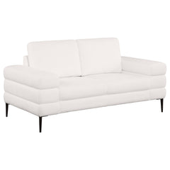 Best Furniture Outlet - Coaster - Jessel Chenille Upholstered Track Arm Loveseat Ivory - 508802