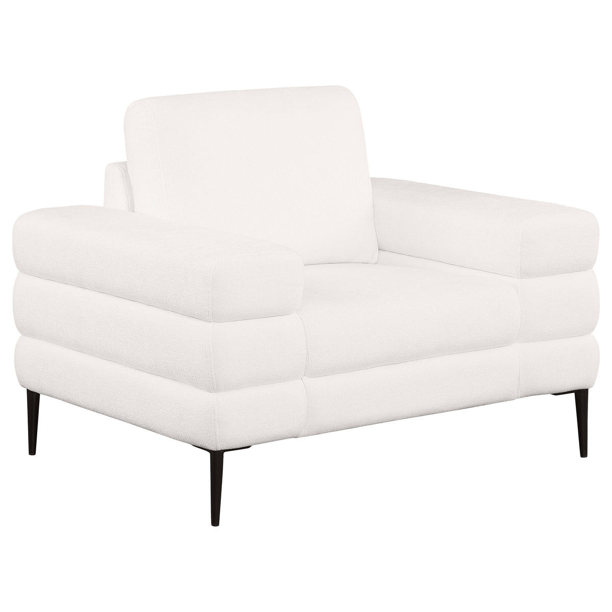 Best Furniture Outlet - Coaster - Jessel Chenille Upholstered Track Arm Chair Ivory - 508803