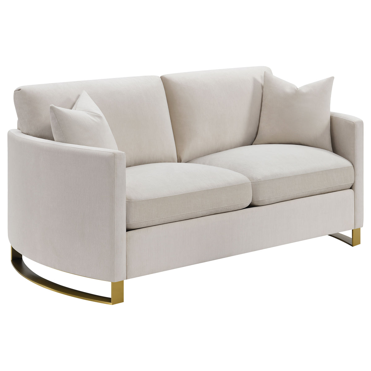Best Furniture Outlet - Coaster - Corliss Upholstered Curved Track Arm Loveseat Beige - 508822