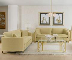 Best Furniture Outlet - Coaster - Corliss 2-piece Velvet Upholstered Sofa Set Camel - 508824-S2