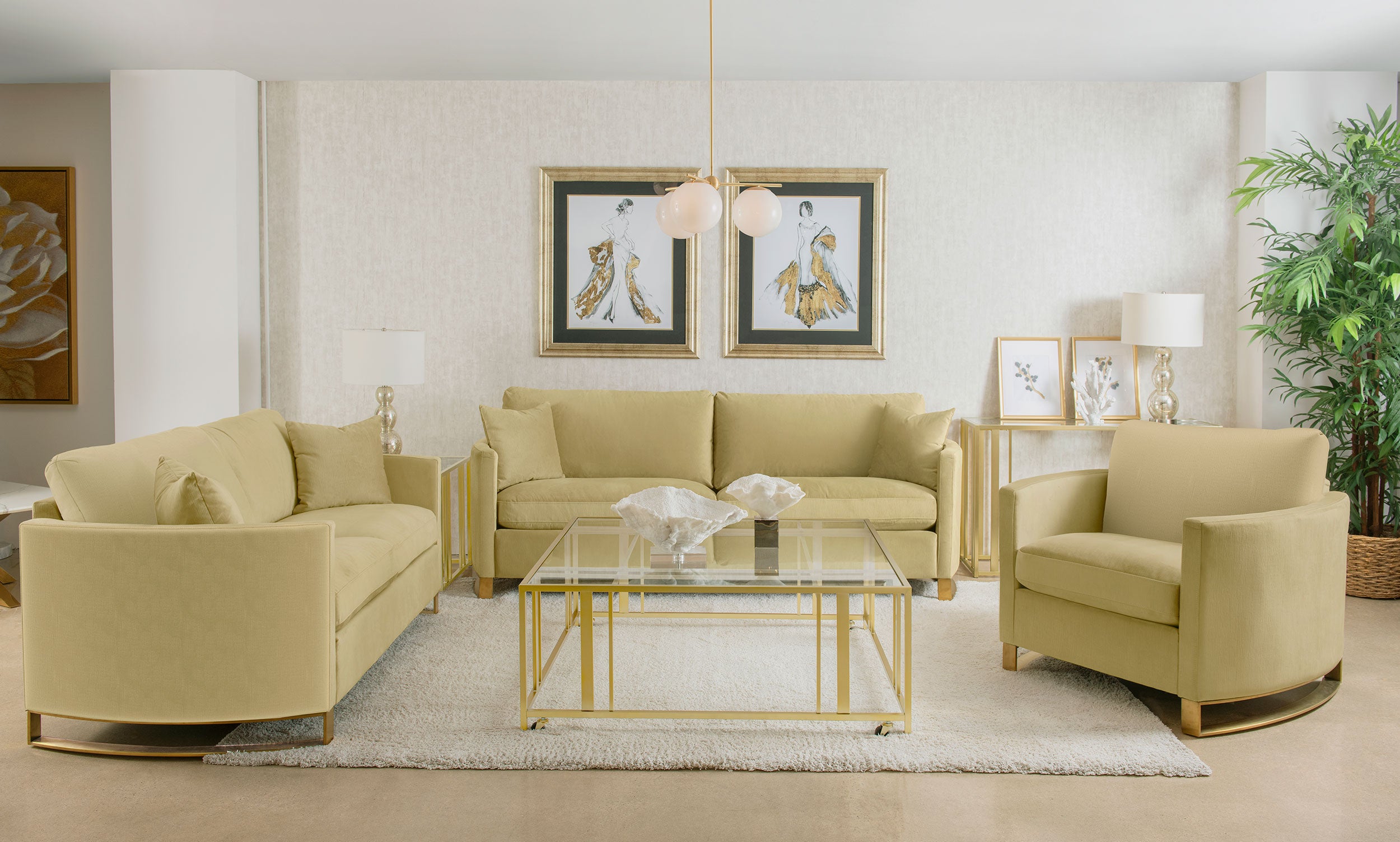 Best Furniture Outlet - Coaster - Corliss 3-piece Velvet Upholstered Sofa Set Camel - 508824-S3